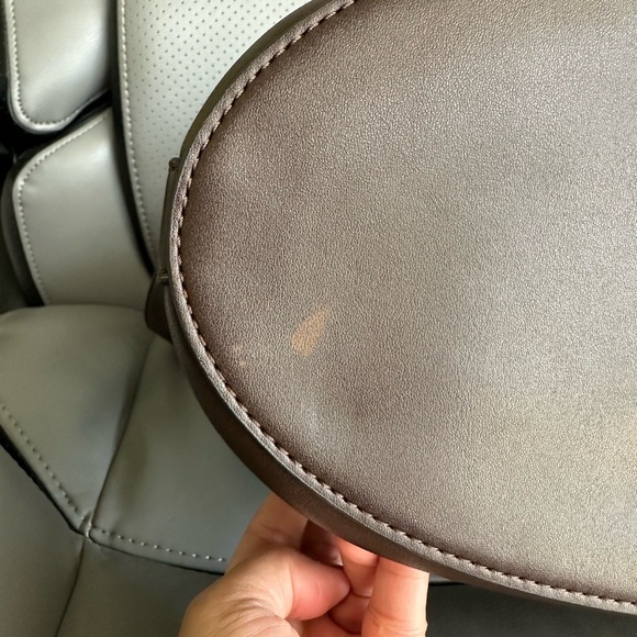 Calvin Klein Coated Canvas w/Leather Bucket CrossbodyBag, Brown/Tan Color - Picture 10 of 13